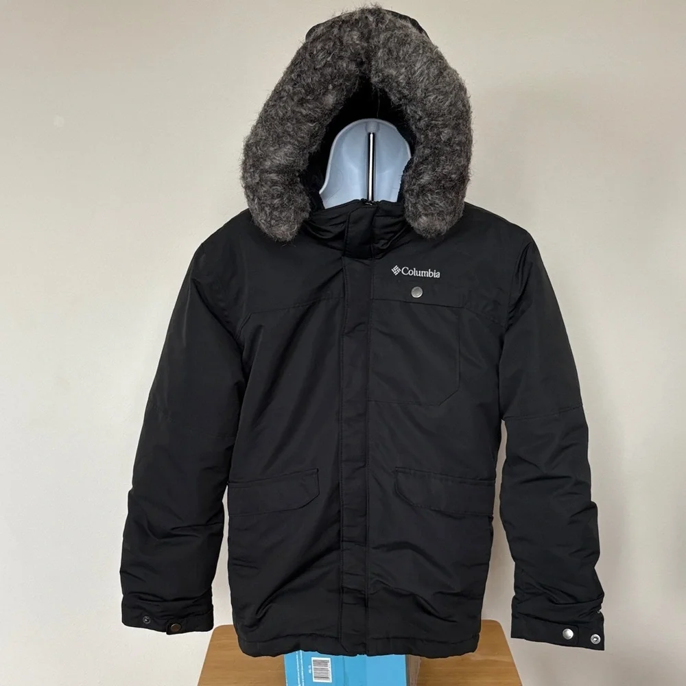 Columbia OmniTech Black Parka  with Faux Fur Trim Size Large